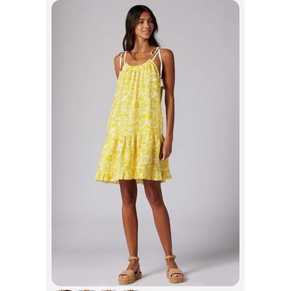 Joie Dress M Linen Floral Yellow Nala Summer Resort Cruise NEW - Picture 14 of 16